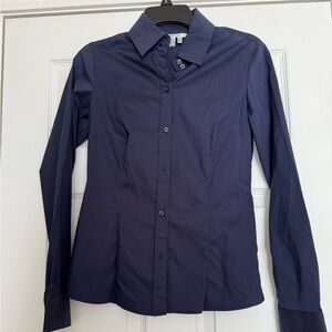 Zara Deep Blue Button-Up Blouse